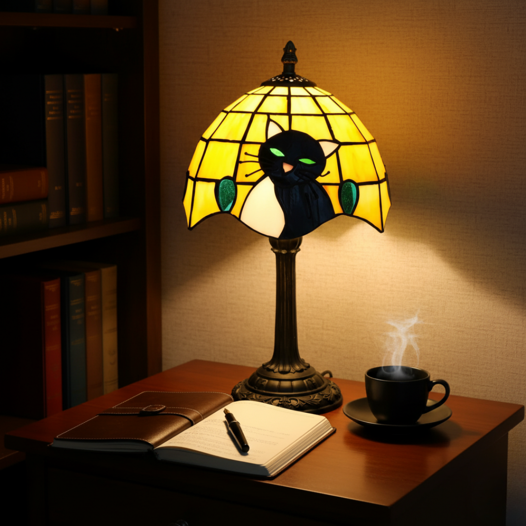 Kongelig barokk svart katt bordlampe