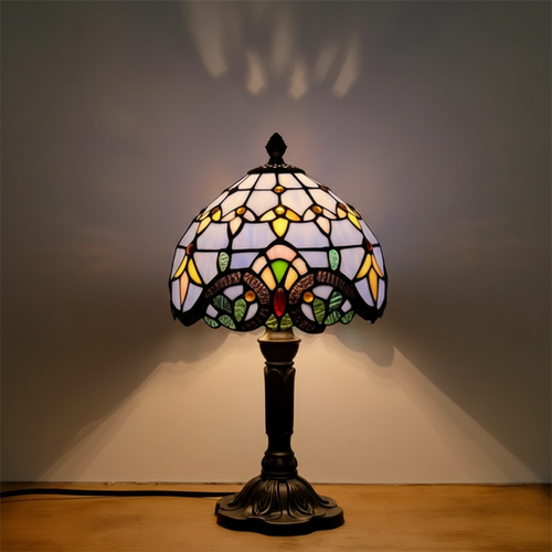 Retro bordlampe i farget glass
