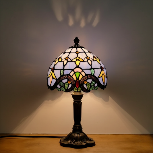 Retro bordlampe i farget glass