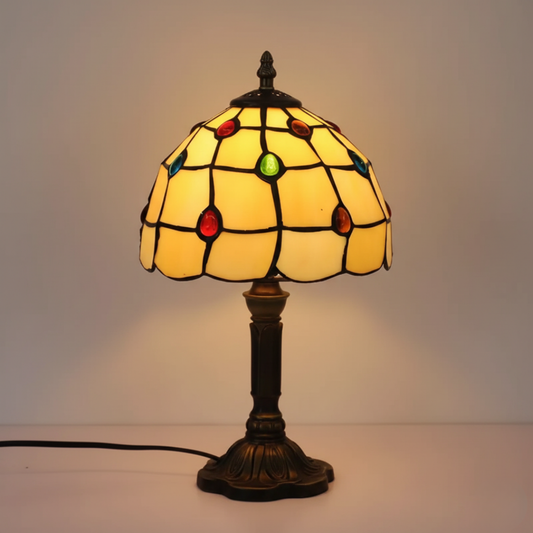 Art Deco-bordlampe i farget glass