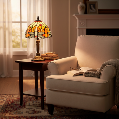 Dekorativ LED-bordlampe i farget glass