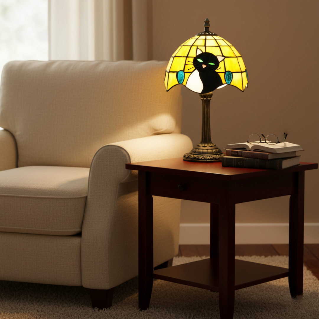 Kongelig barokk svart katt bordlampe