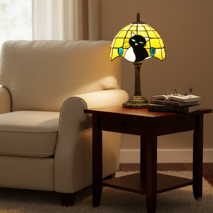 Kongelig barokk svart katt bordlampe