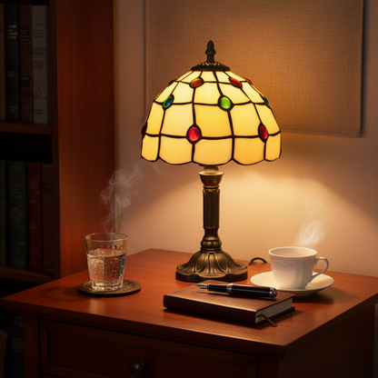 Art Deco-bordlampe i farget glass