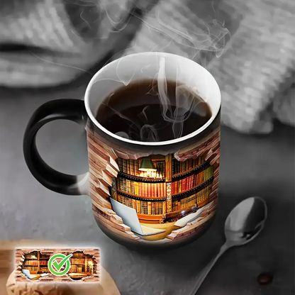 Sjarmerende keramisk krus med termisk effekt for bokelskere